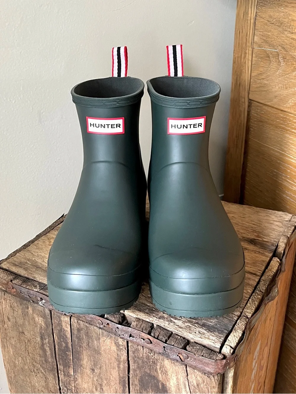 Hunter Womens Original Play Short Rain Boots Arctic Moss Green Size 11